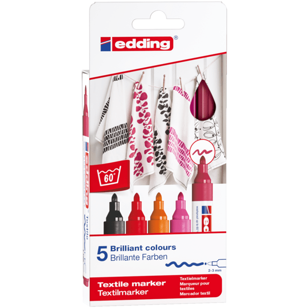 edding - 4500 Textile Marker Set of 5 pcs Warm Colours - (706825)