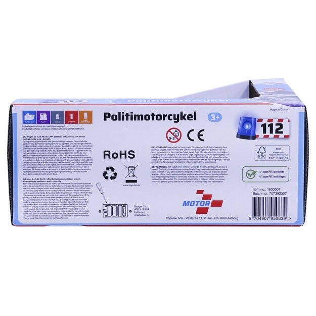 Motor 112 - Police motorcycle w. light & sound (18 cm) (I-1600007)