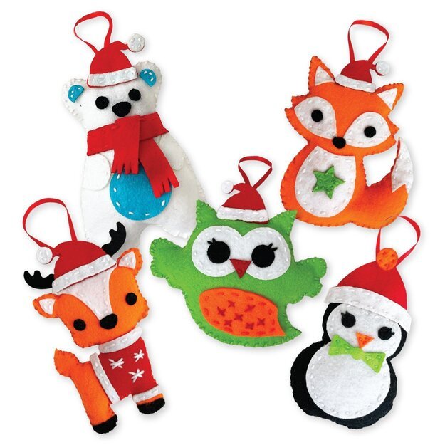 BOX CANDIY - Felt Animal Ornaments - Totally Santa (BC-X2209)