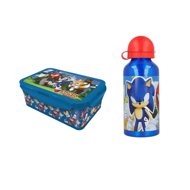 Stor - Lunch Box w/Removable Compartments + Water Bottle 400 ml - Sonic