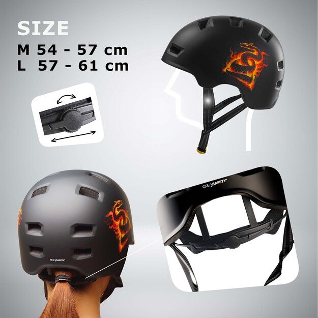 Crazy Safety - Orange Snake bicycle and skater helmet - Orange - L (57-61cm)