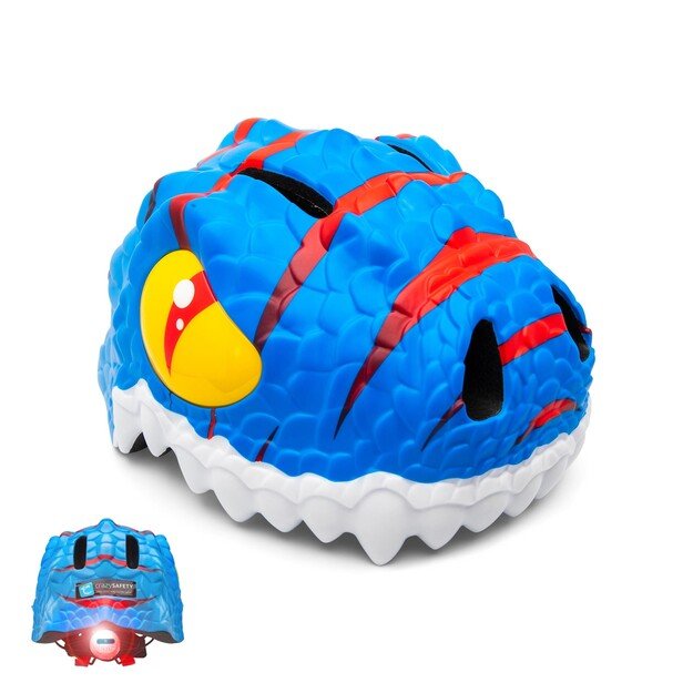 Crazy Safety - Blue Dino Children's Bike Helmet - (100201-02-M)