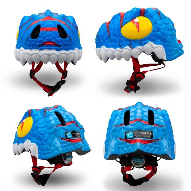 Crazy Safety - Blue Dino Children's Bike Helmet - (100201-02-M)