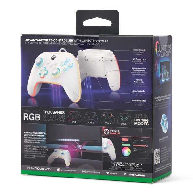 PowerA Advantage Wired Controller for Xbox Series X - S with Lumectra – White