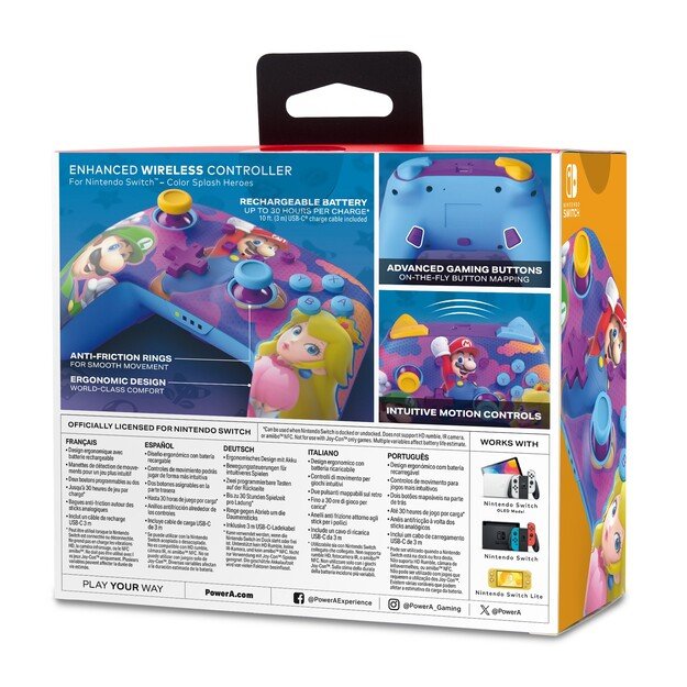 PowerA Enhanced Wireless Controller - Color Splash Heroes Nintendo Switch)