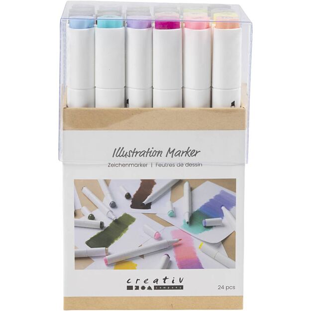 Creative - Illustration Marker, Line 1+8 mm, Pastel Colours, Standard Colours, 24 pc - ()