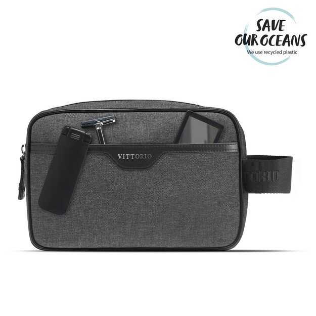 Vittorio - Washbag 100% Recycled Plastic - Grey