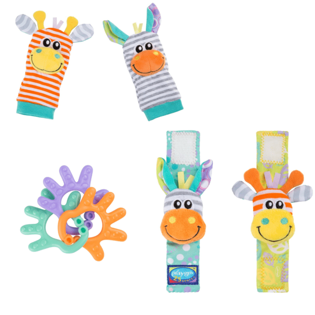 Playgro - Wrist Rattle and Foot Fingers - Jungle Friends Gift Pack (10188405)