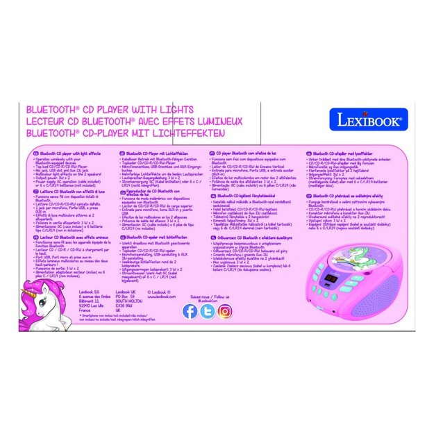 Lexibook - Unicorn Bluetooth Portable CD player (RCD109UNI)