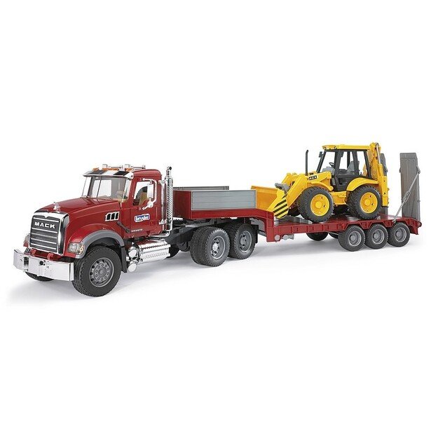 Bruder - Brother MACK granite truck with low-loader and JCB 4CX backhoe loader (02813)