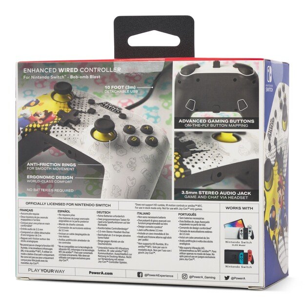 PowerA Enhanced Wired Controller for Nintendo Switch - Bob-omb Blast