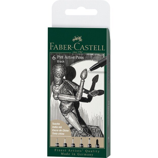 Faber Castell - 6 pitt Artist Pen, brush - Black (167154)