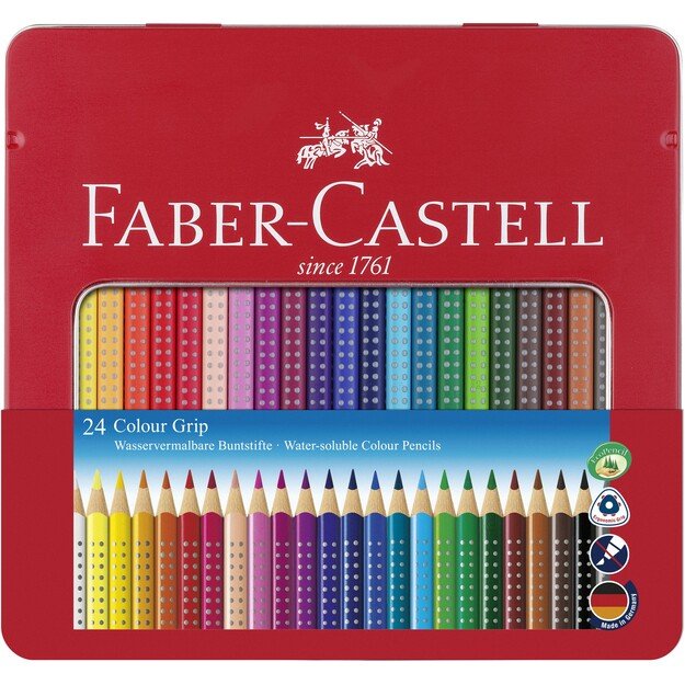 Faber-Castell - Coloured pencil Colour Grip tin of 24 (112423)