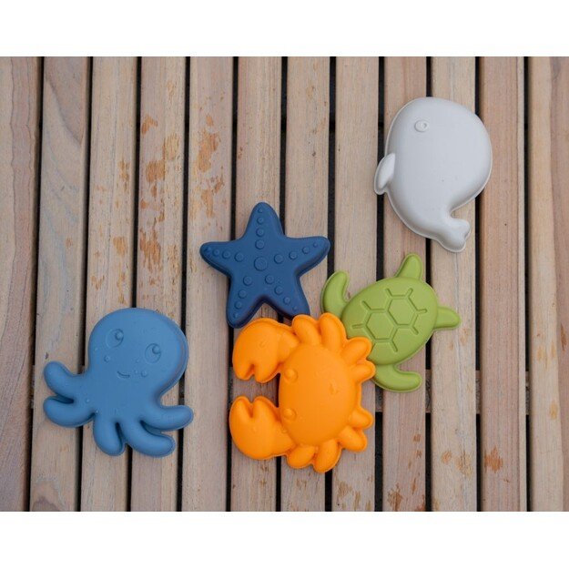 Filibabba - Silicone sand toys 5 pieces - Animals of the Sea - (FI-03088)