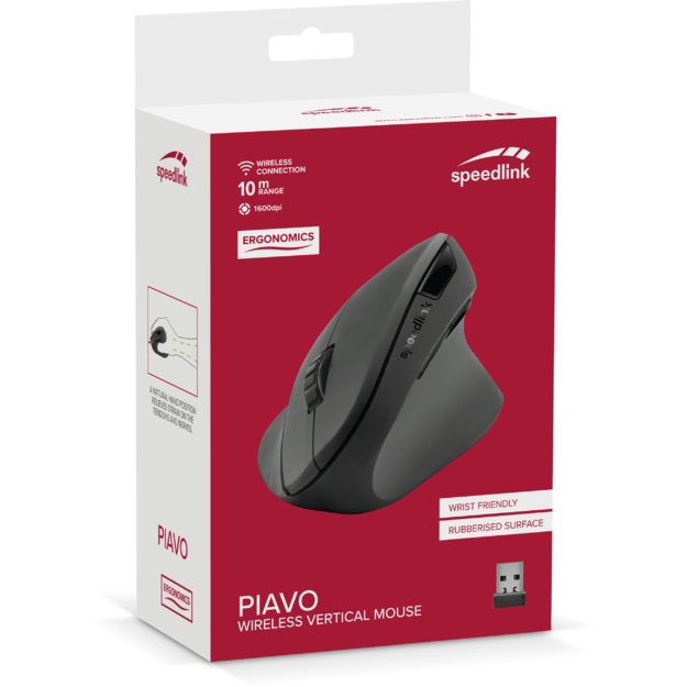 Speedlink - PIAVO Ergonomic Vertical Mouse - Wireless, rubberblack