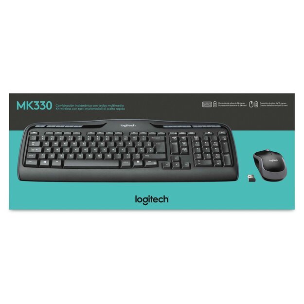 Logitech - Wireless Combo MK330 Mouse + Keyboard - Nordic Layout