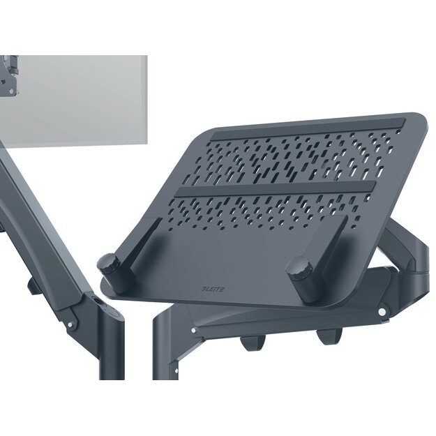 Leitz - Ergo Monitor arm space-saving dual with laptop arm - Dark grey