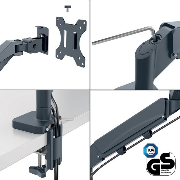 Leitz - Ergo Monitor arm space-saving dual with laptop arm - Dark grey