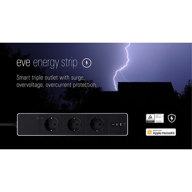 Eve Energy Strip - Smart Triple Outlet & Power Meter with Apple HomeKit technology