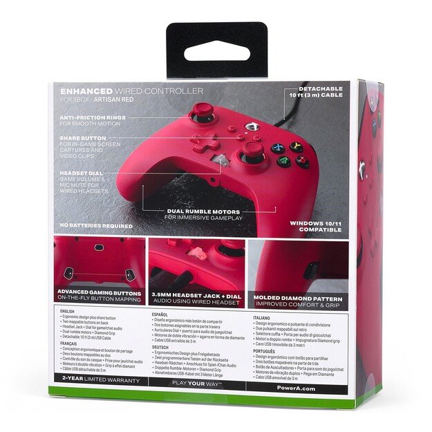 PowerA Enhanced Wired Controller - Xbox Series X/S - Artisan Red