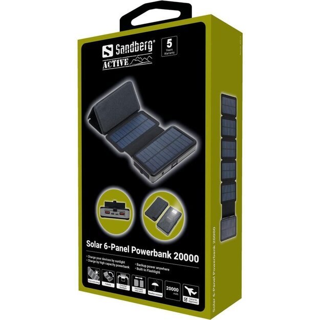 Sandberg - Solar 6-Panel Powerbank 20000mAh