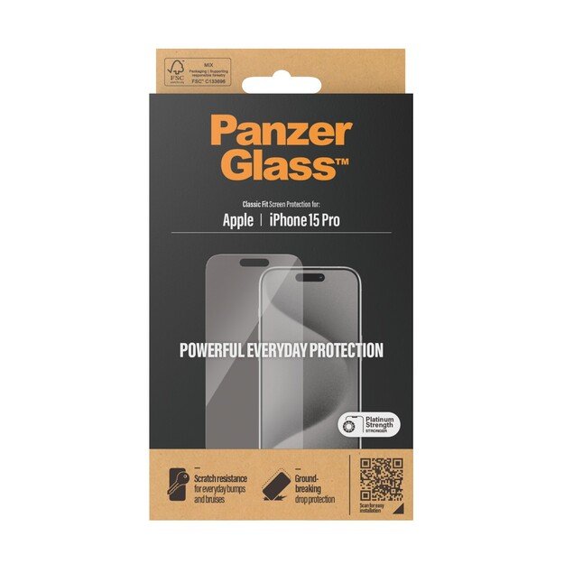 PanzerGlass - Screen Protector iPhone 15 Pro - Classic Fit