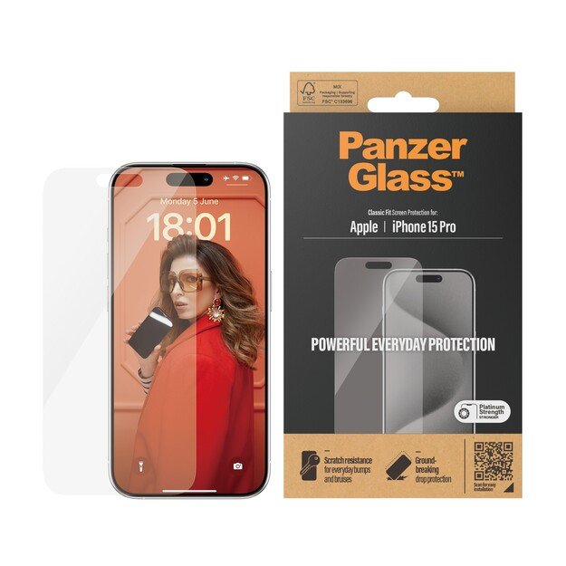 PanzerGlass - Screen Protector iPhone 15 Pro - Classic Fit