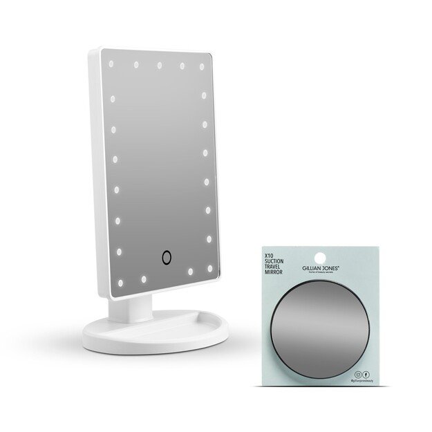 Gillian Jones - Makeup Mirror with LED Light, Touch Function, and GWP Suction Cup Mirror - White