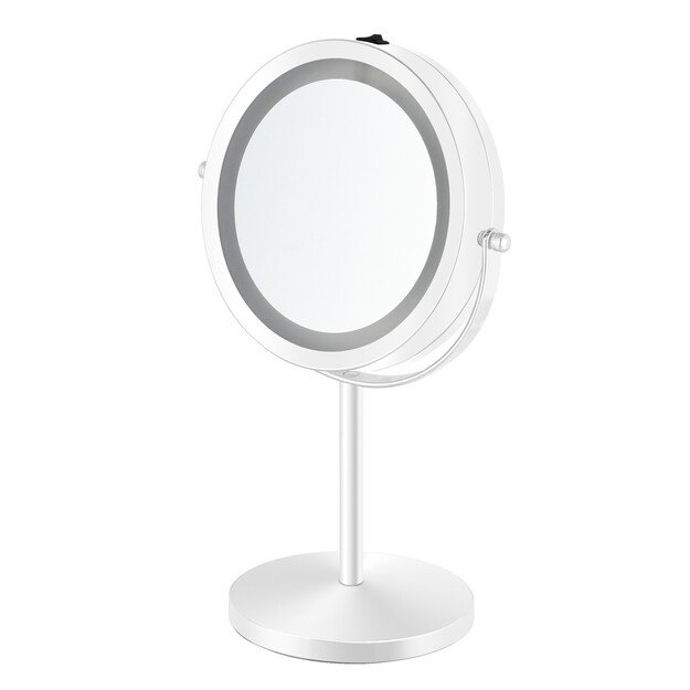 Gillian Jones - Table mirror with LED light & x10 magnification - White - 17.5 cm diameter, 32 cm height