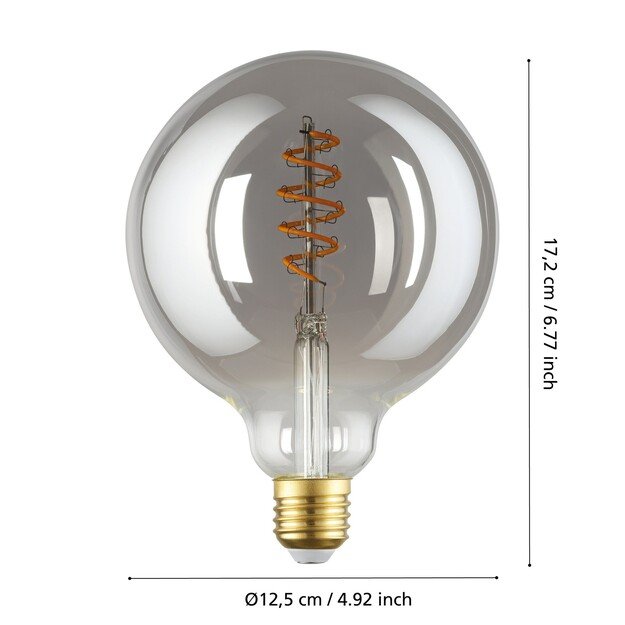 EGLO - E27 G125 spiral, smoke - Warm white - Zigbee, Bluetooth