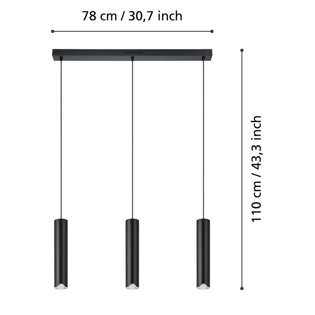 EGLO - Balamorta-Z Long Table Pendant - Black L78 - RGB + TW - Zigbee, Bluetooth