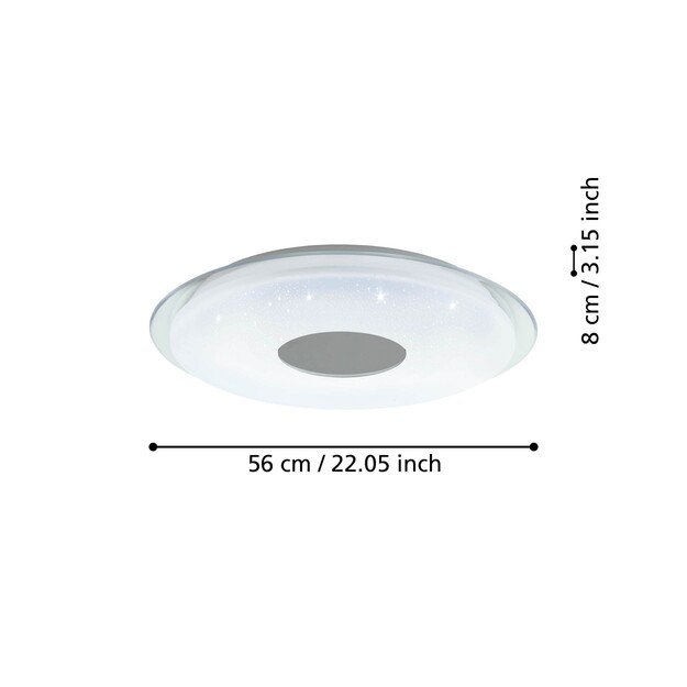 EGLO - Totari-Z ceiling lamp chrome and white with crystal effect Ø56 - TW - Zigbee, Bluetooth