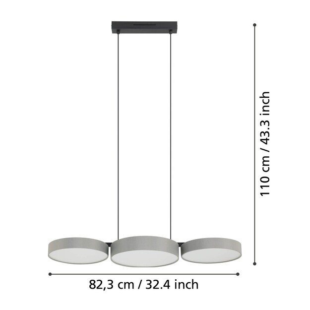 EGLO - Barbano-Z long table pendant gray L84.5 - RGB + TW - Zigbee, Bluetooth