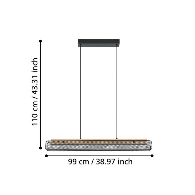 EGLO - Kokomo-Z Long Table Pendant Black L99 - RGB + TW - Zigbee, Bluetooth