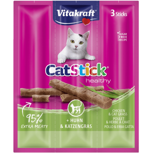 Vitakraft - Cat Stick chicken & cat grass 3 sticks 18 g (31219)