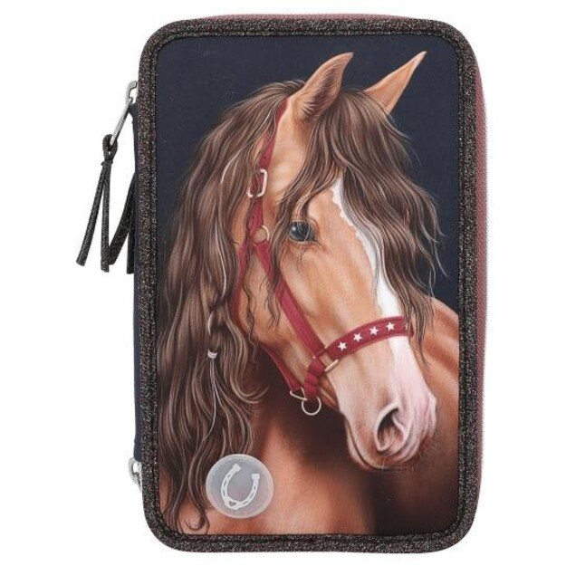 Miss Melody - Triple Pencil Case  LED GLITTER HORSE ( 0413190 )