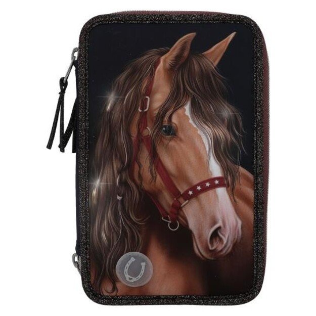 Miss Melody - Triple Pencil Case  LED GLITTER HORSE ( 0413190 )