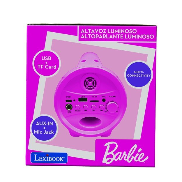 Lexibook - Barbie Bluetooth® Light Speaker with Microphone (BTP585BBZ)