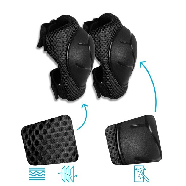 Crazy Safety - Black safety gear set for kids: knee pads, wrist guards & elbow pads - (220105-10)