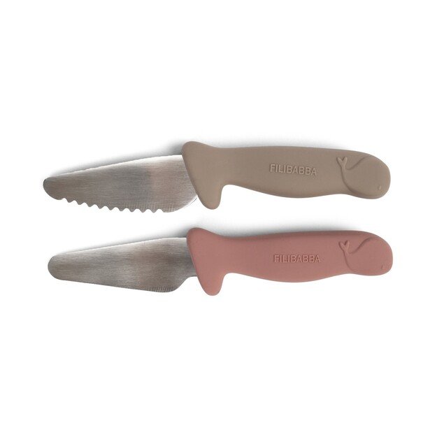 Filibabba - Beginner's cutting knives - 2-pack - Warm Grey + Rose - (FI-03338)