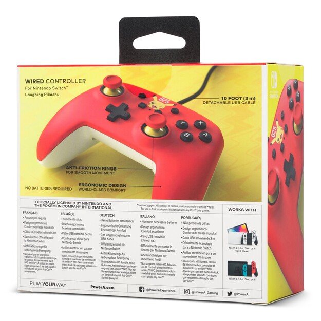 PowerA Wired Controller - Laughing Pikachu /Nintendo Switch