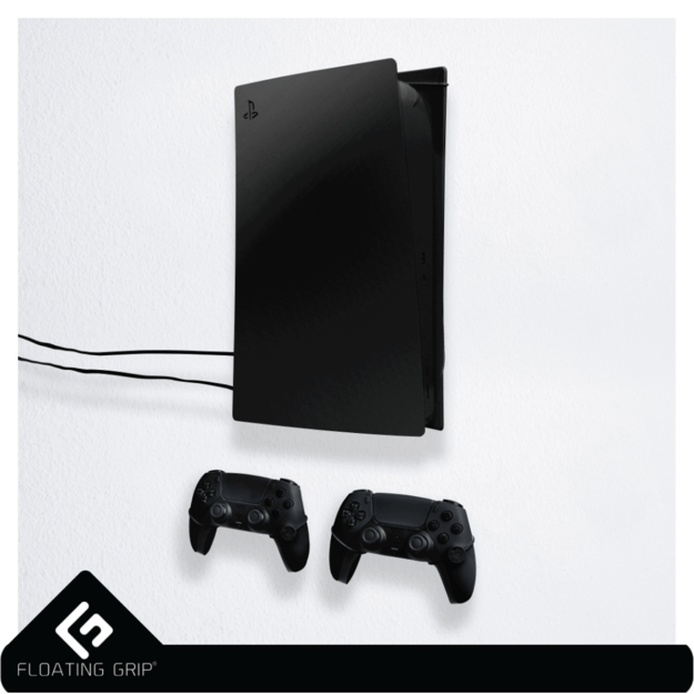 Floating Grip Playstation 5 Wall Mounts by Floating Grip - Black Bundle