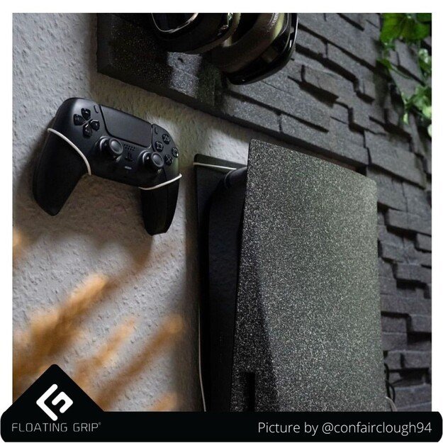 Floating Grip Playstation 5 Wall Mounts by Floating Grip - Black Bundle