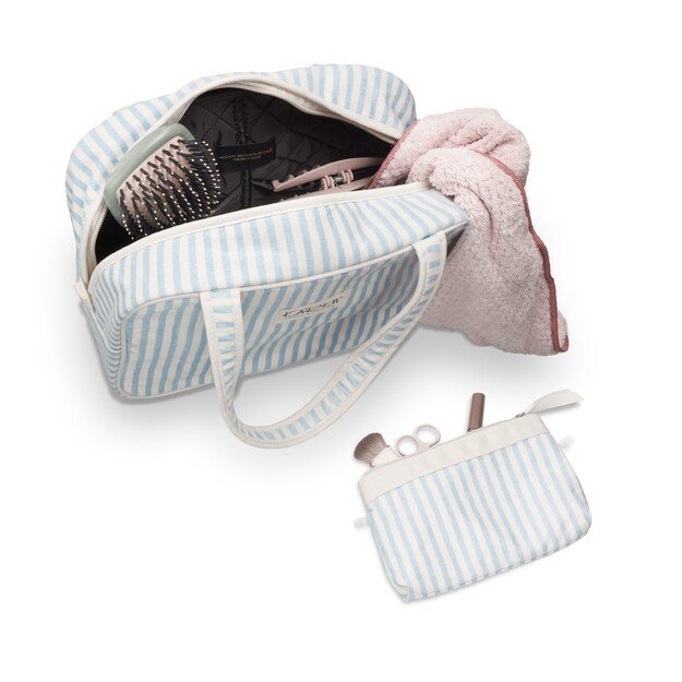 Karen Denmark - 2 pcs Cosmetic bag with handle Blue/white stripes