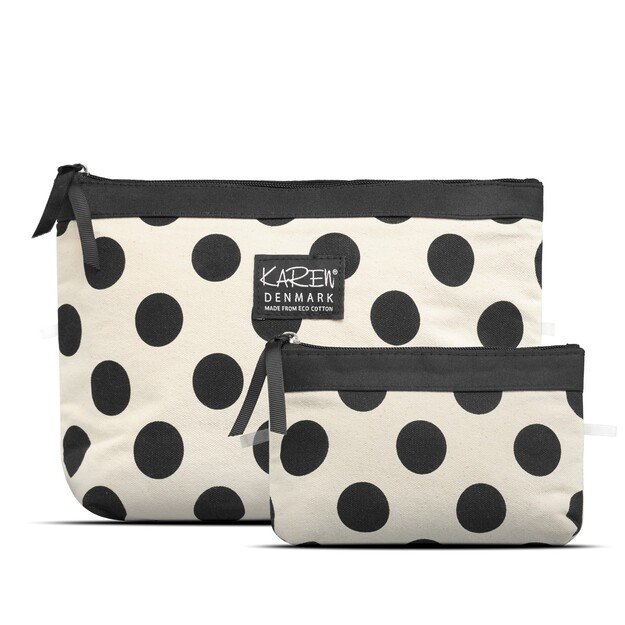 Karen - A-Shaped 2-pcs Cosmetic Bag Set - Black and White