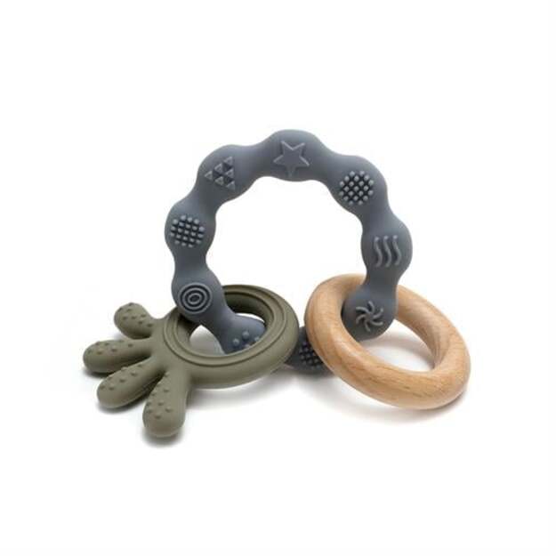 Magni - Teether bracelet Squid and wood appendix - Green (5567)