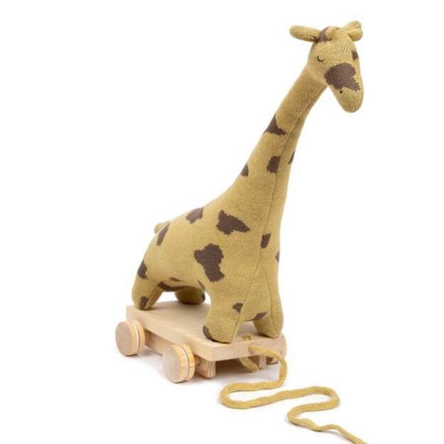 Smallstuff - Pull Along  Giraffe, Mustard / Mole