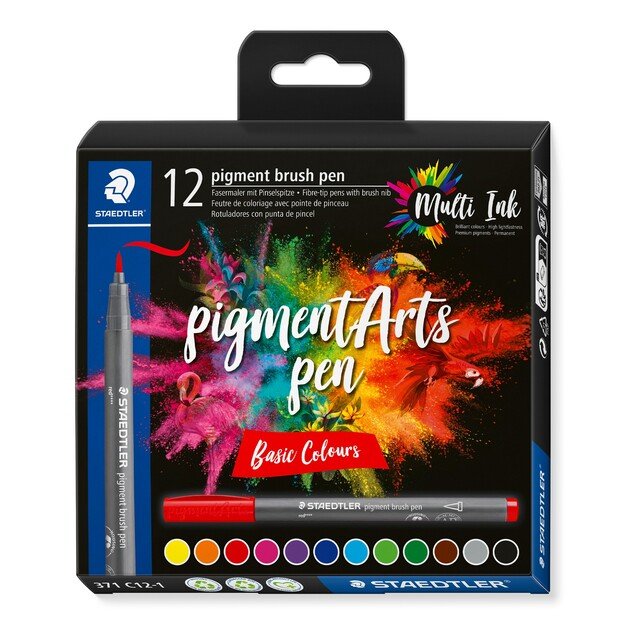 Staedtler - Brush Pen Pigment Basic, 12 pcs (371 C12-1)