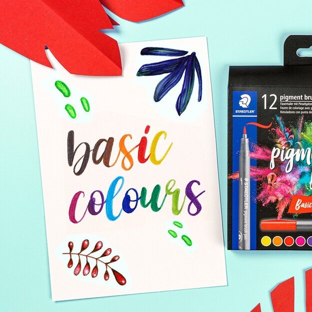 Staedtler - Brush Pen Pigment Basic, 12 pcs (371 C12-1)