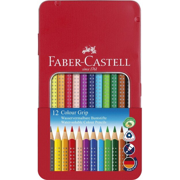 Faber-Castell - Coloured pencil Colour Grip tin of 12 (112413)